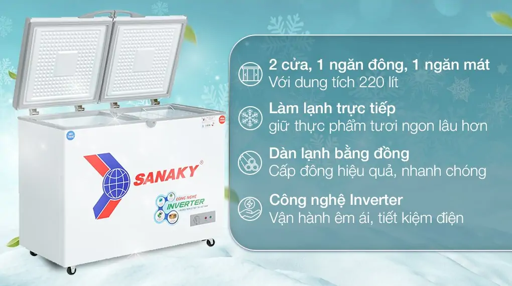 Tủ Đông Mát Sanaky Inverter 220 Lít VH-2899W3