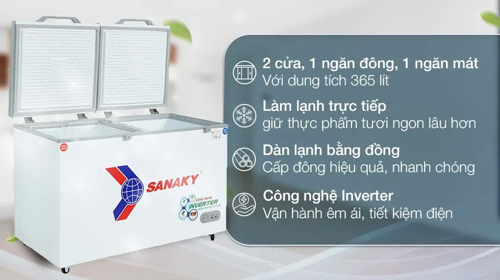 Tủ Đông Mát Sanaky Inverter 365 Lít VH-5699W3