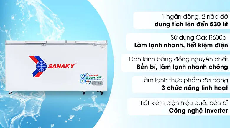 Tủ Đông Sanaky Inverter 530 Lít VH-6699HY3