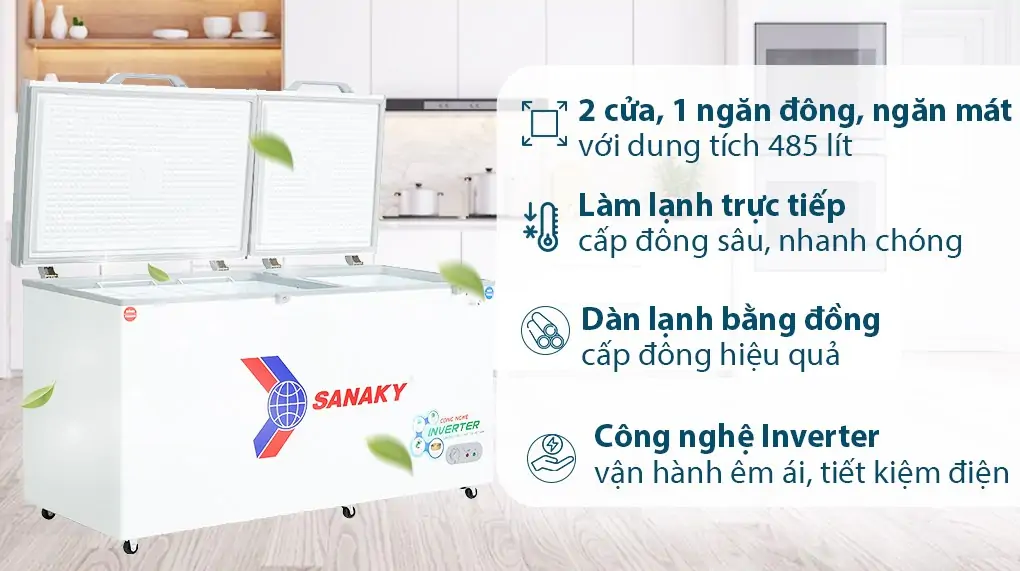 Tủ Đông Mát Sanaky Inverter 485 Lít VH-6699W3