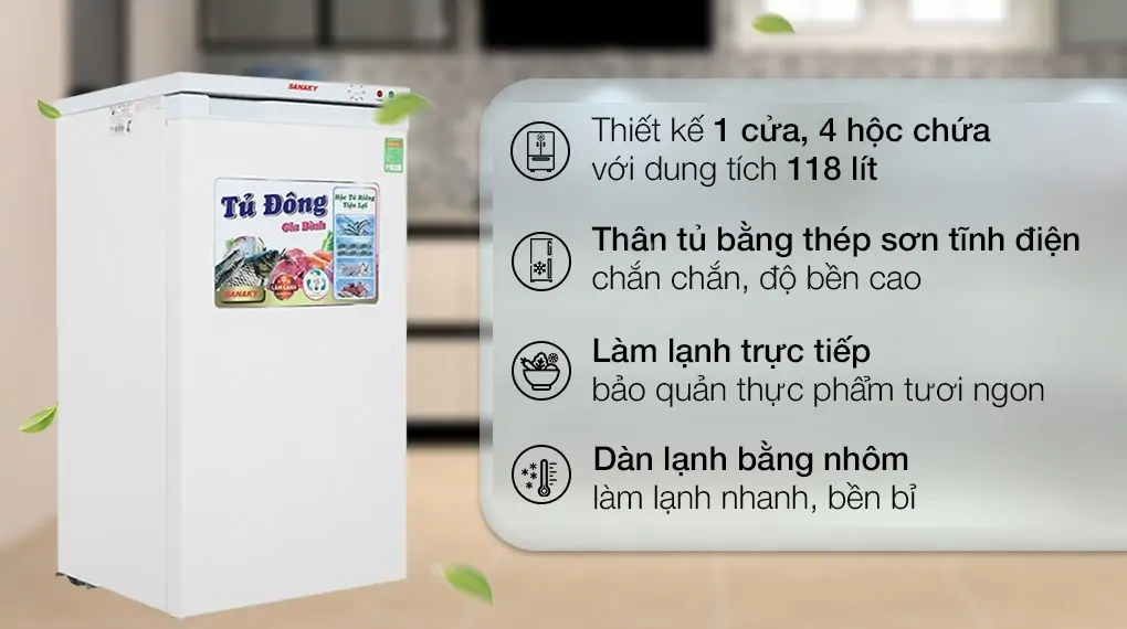 Tủ Đông Sanaky 118 Lít VH-160VD
