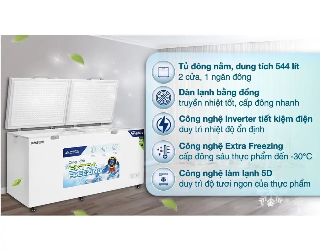 Tủ Đông Hòa Phát Inverter 544 Lít HPF AD8544