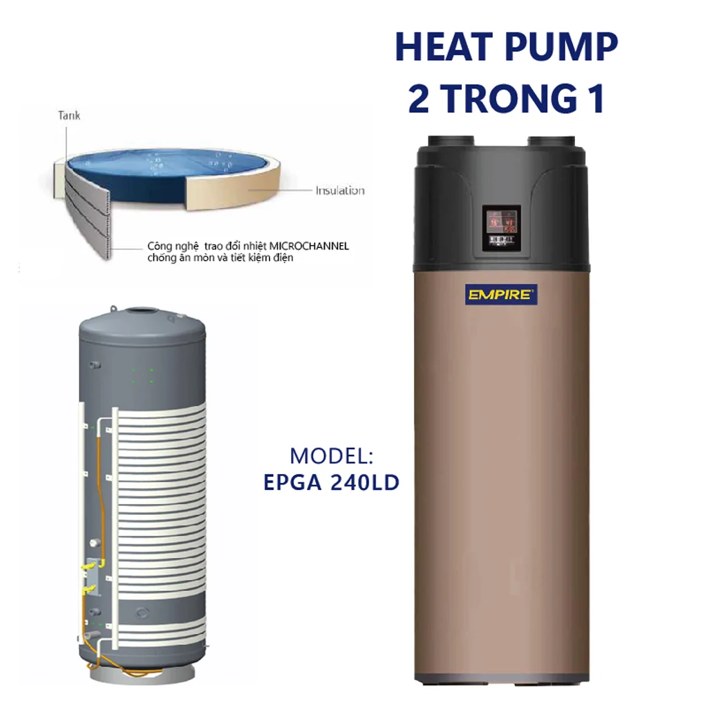 Máy Nước Nóng Heat Pump Empire 2 Trong 1 EPGA-240LD 240 Lít