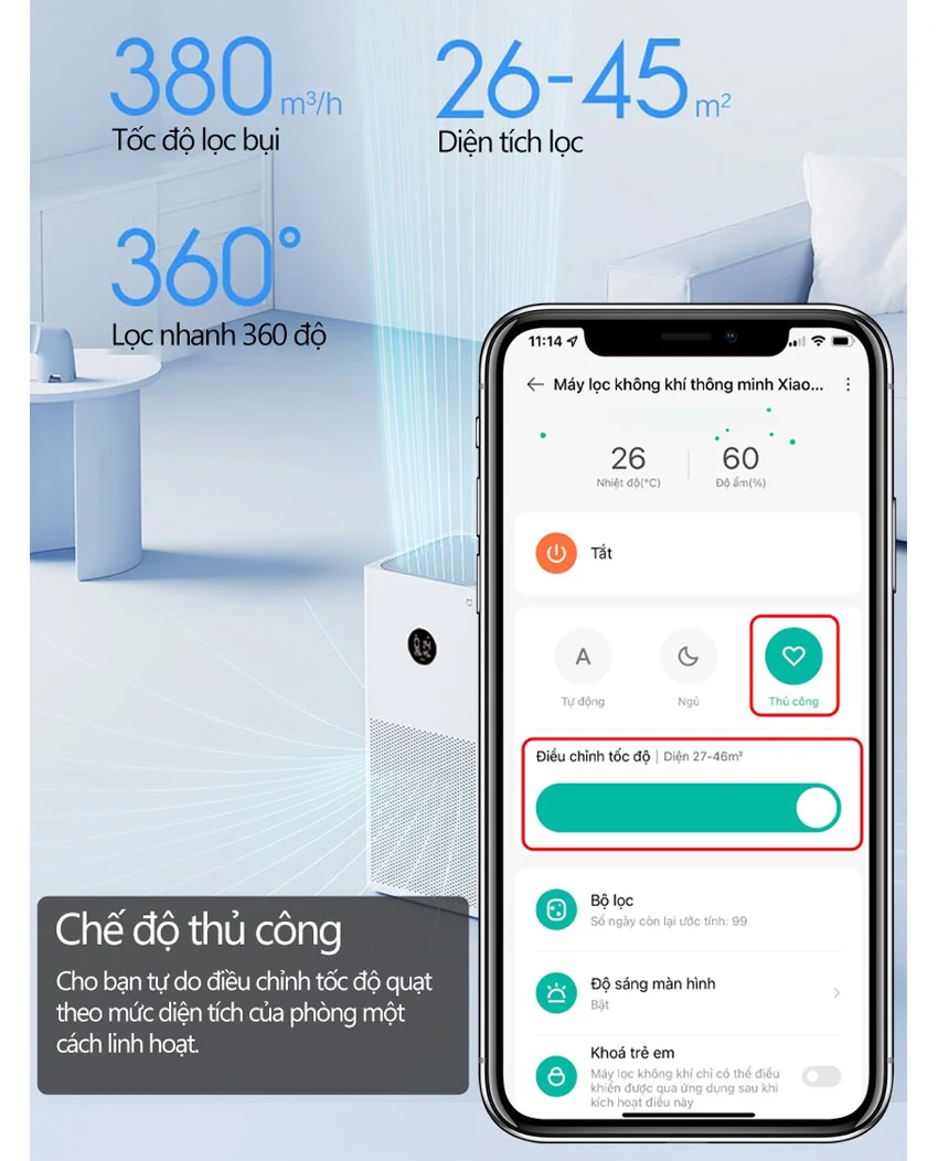 Máy Lọc Không Khí XIAOMI SMART Air Purifier 4 Lite (BHR5274GL)