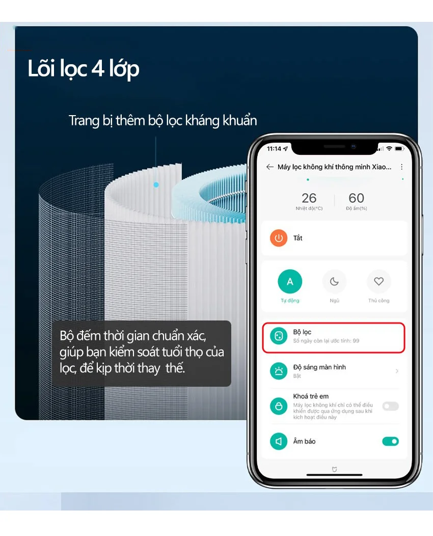 Máy Lọc Không Khí XIAOMI SMART Air Purifier 4 Lite (BHR5274GL)