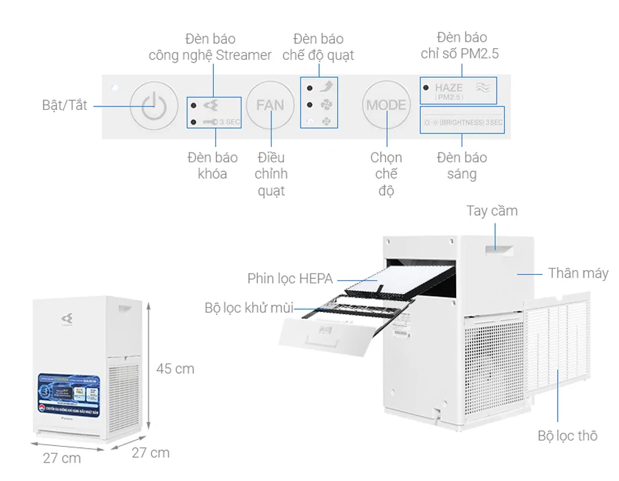 Máy Lọc Không Khí Daikin MC30YVM7 - Malaysia