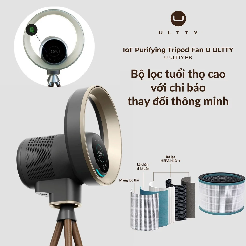 Quạt Lọc Không Khí Và Khử Khuẩn U ULTTY BB Màu Grey Titanium