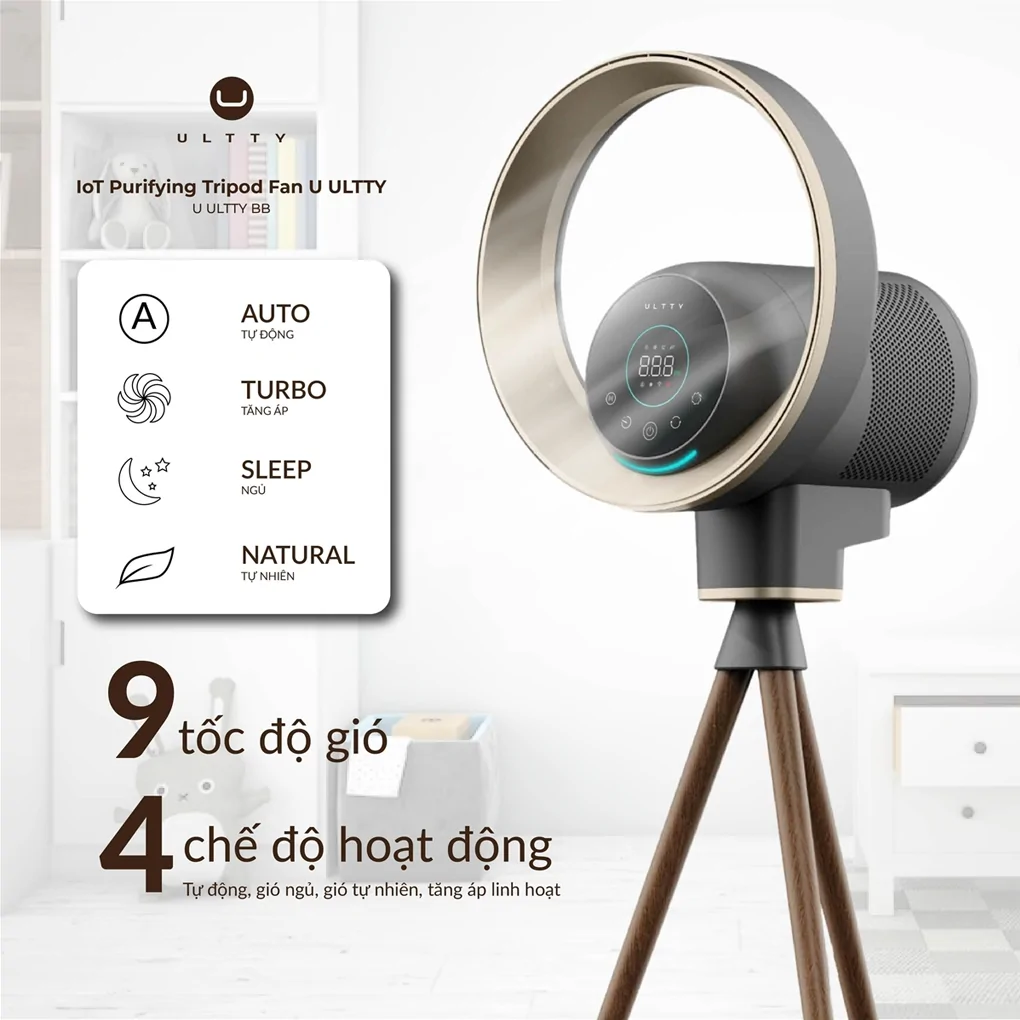 Quạt Lọc Không Khí Và Khử Khuẩn U ULTTY BB Màu Grey Titanium
