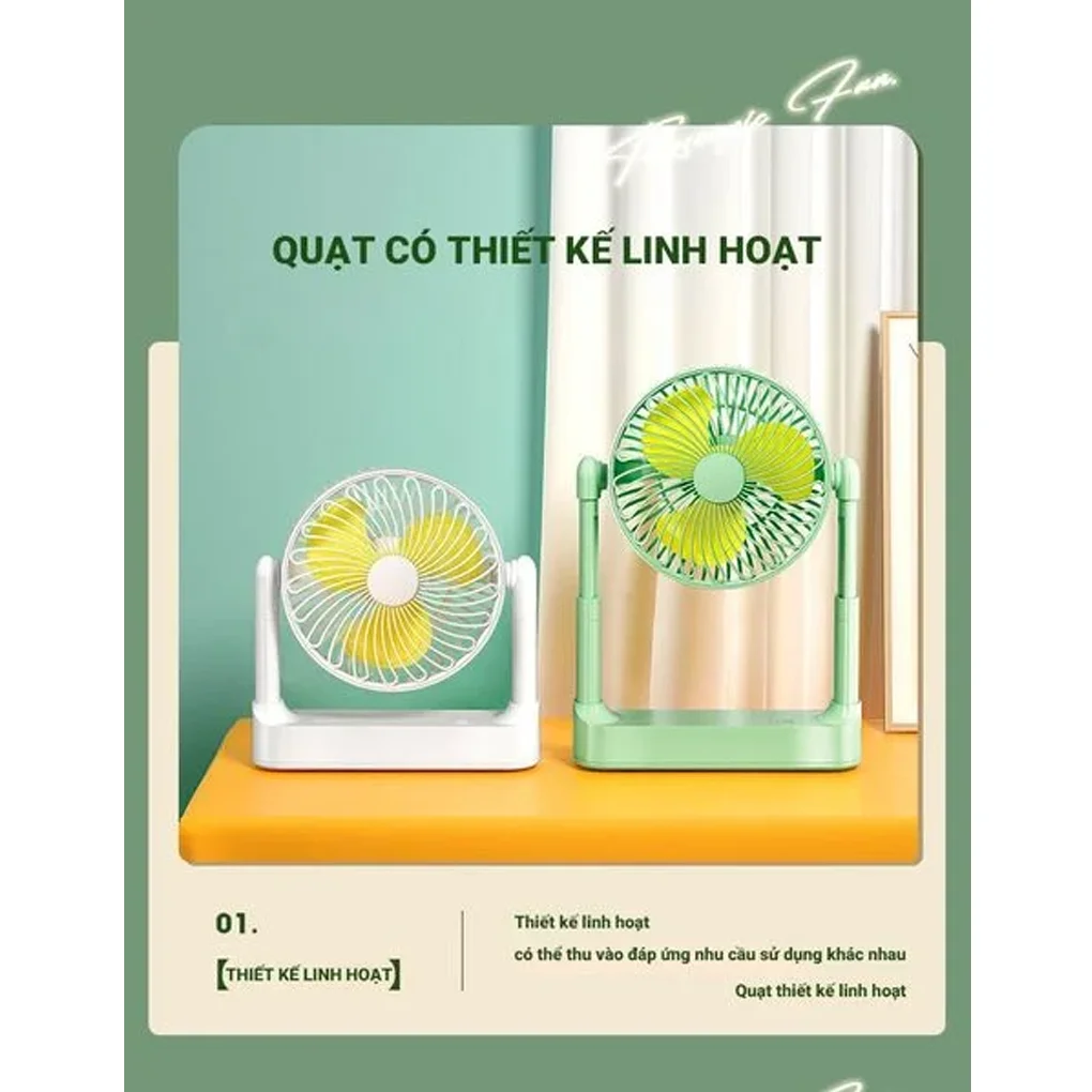 Quạt Để Bàn Sạc Tích Điện Perfect PF-QB2160
