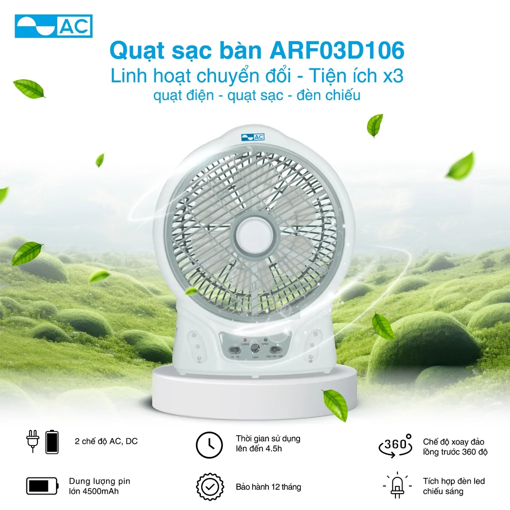 Quạt Sạc 12W AC ARF03D106