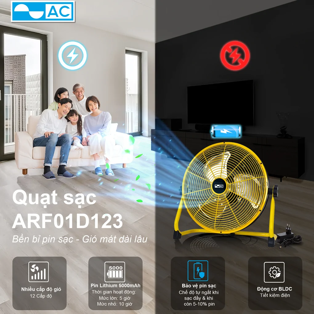 Quạt Sạc 12W AC ARF01D123