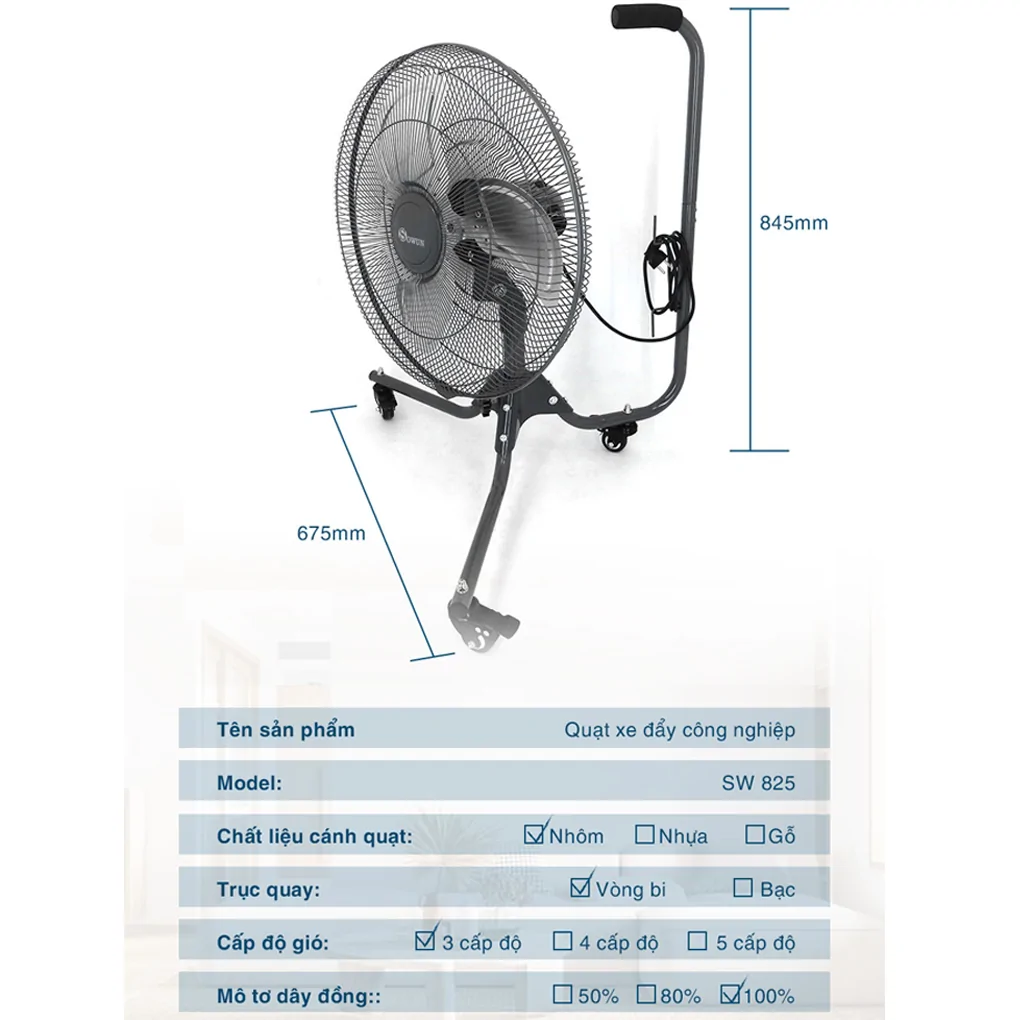 Quạt Sàn Công Nghiệp Sowun SW-825