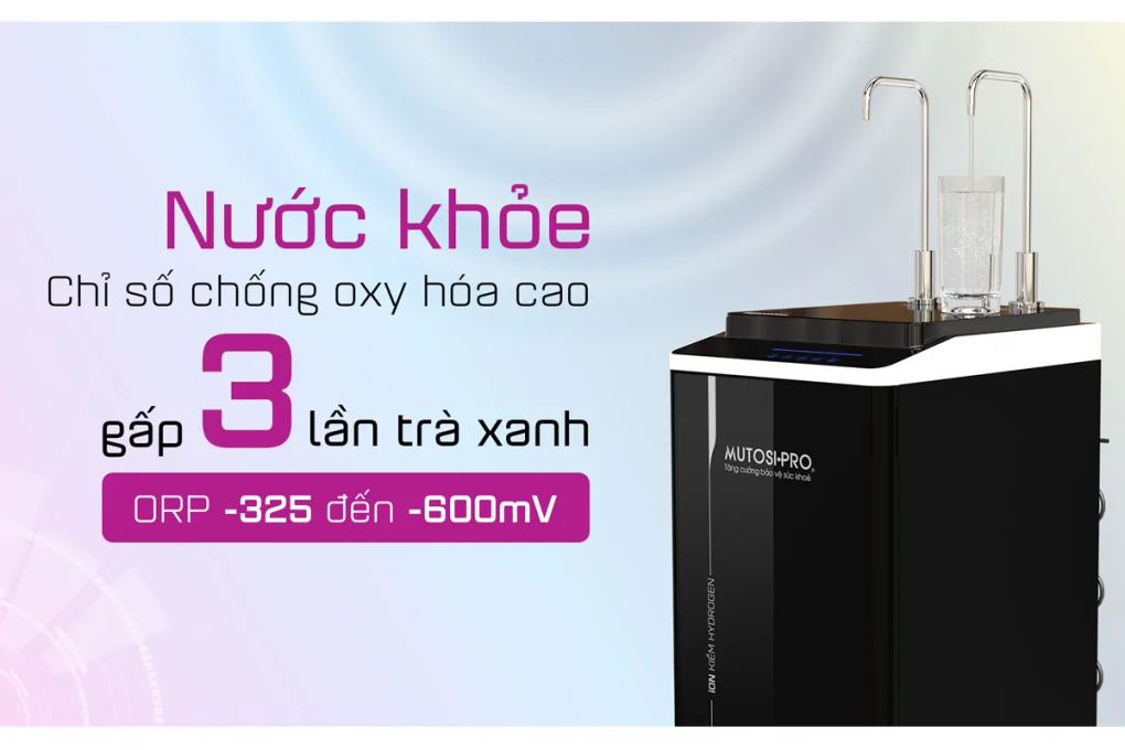 Máy Lọc Nước Điện Giải iON Kiềm Hydrogen Nóng Lạnh Nguội Mutosi MP-P89K 9 Lõi 3 Tấm Điện Cực