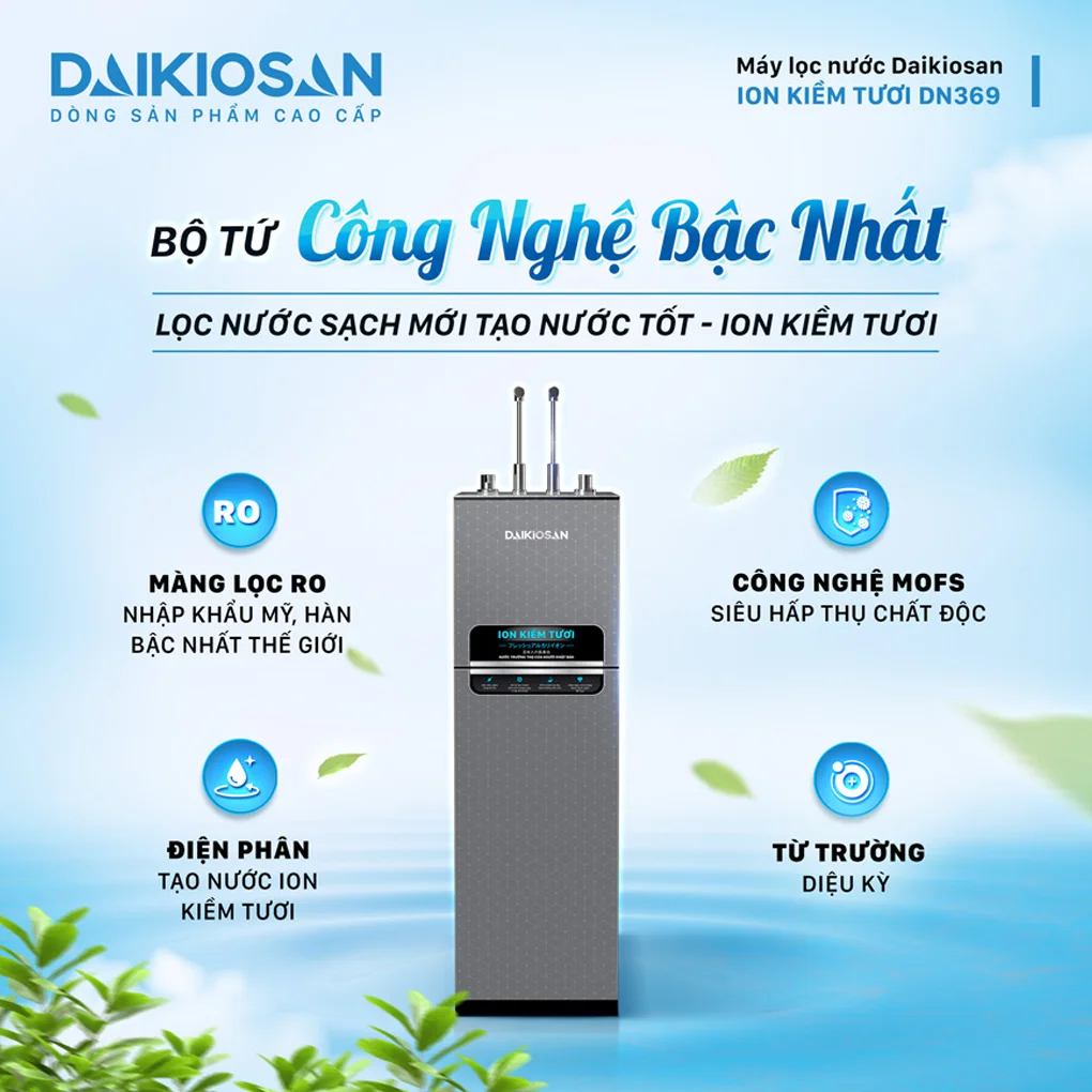 Máy Lọc Nước Ion Kiềm Tươi Nóng Nguội Lạnh Daikiosan DN369