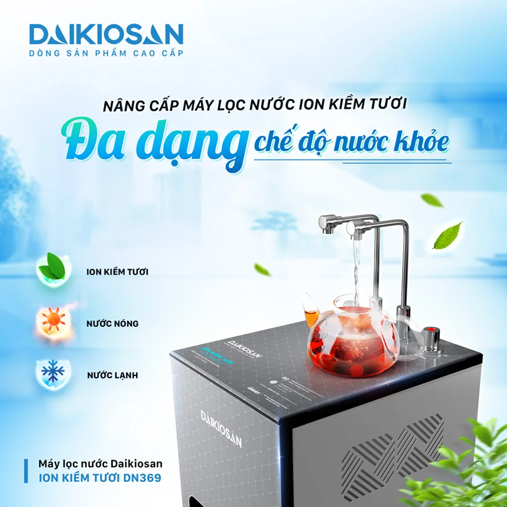 Máy Lọc Nước Ion Kiềm Tươi Nóng Nguội Lạnh Daikiosan DN369