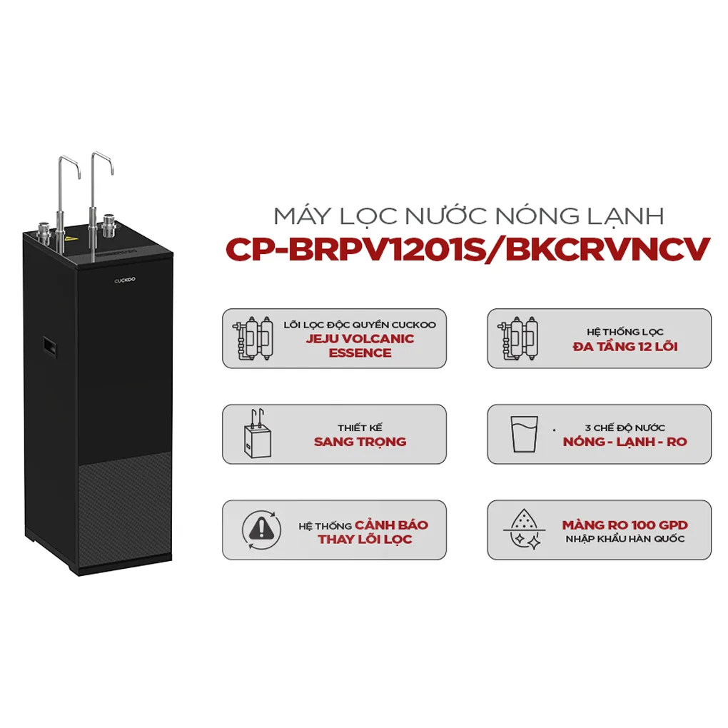 Máy Lọc Nước Nóng Lạnh Cuckoo 12 Lõi RO CP-BRPV1201S/BKCRVNCV