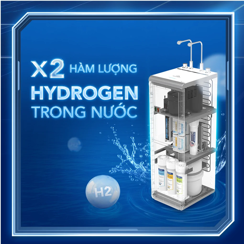 Máy Lọc Nước RO Nóng Nguội Lạnh Hydrogen Ion Kiềm Hòa Phát HPA885 12 Lõi