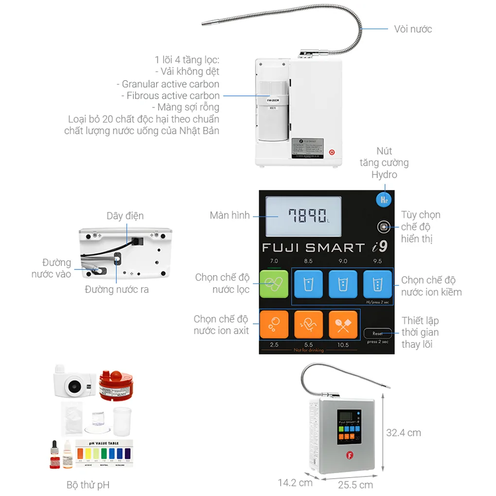 Máy Lọc Nước Điện Giải Ion Kiềm Fuji Smart I9