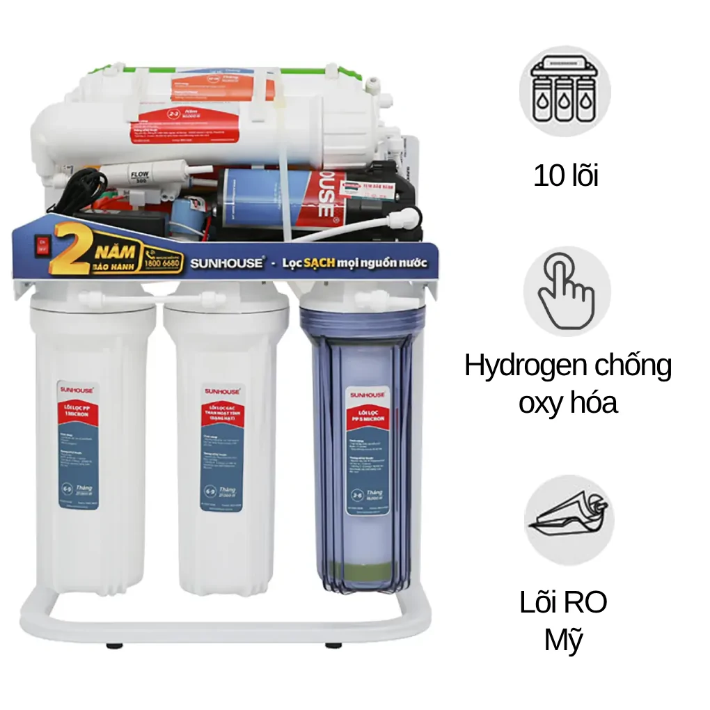 Máy lọc nước R.O không vỏ Sunhouse SHA88117KV 10 lõi