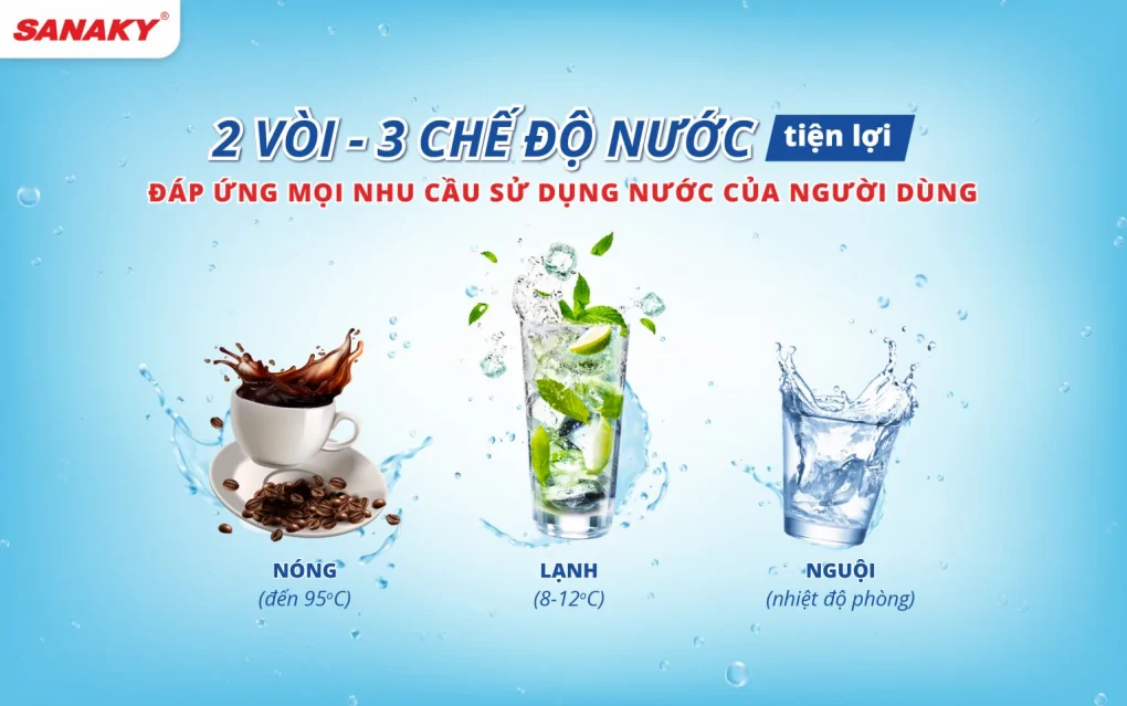 Máy Lọc Nước Nóng Lạnh Nguội Inverter Sanaky VH-6210VD3 10 Lõi