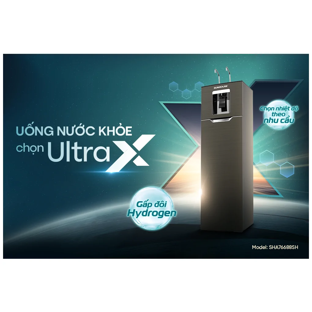 Máy Lọc Nước RO Nóng Nguội Lạnh Hydrogen Sunhouse 11 Lõi UltraX SHA76688SH