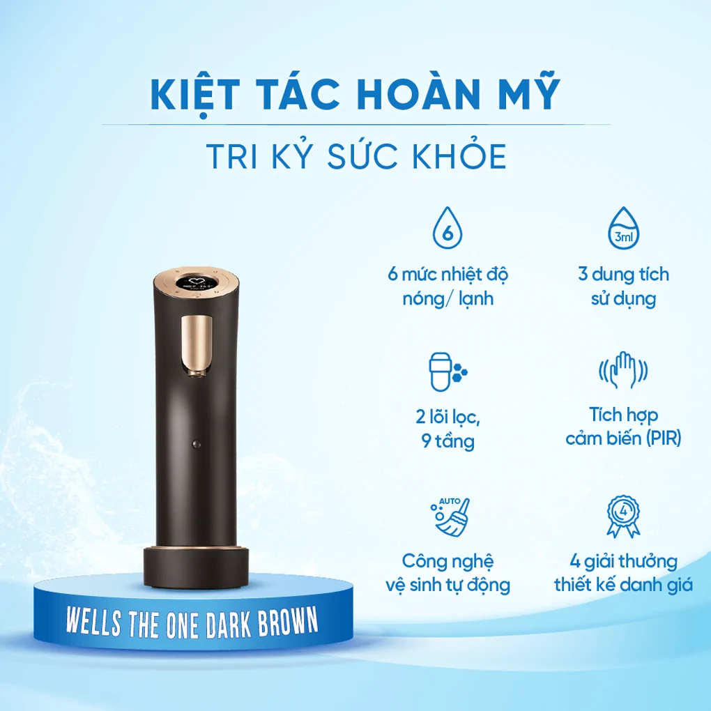 Máy Lọc Nước Nóng Lạnh Wells The One Dark Brown - Xuất Xứ Hàn Quốc