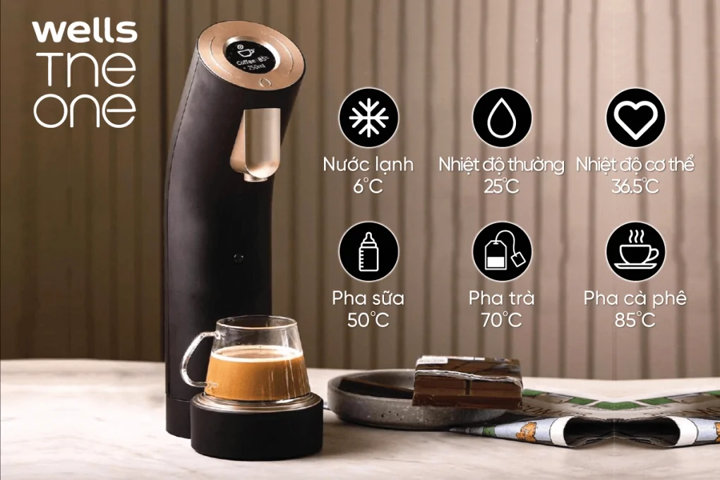 Máy Lọc Nước Nóng Lạnh Wells The One Dark Brown - Xuất Xứ Hàn Quốc