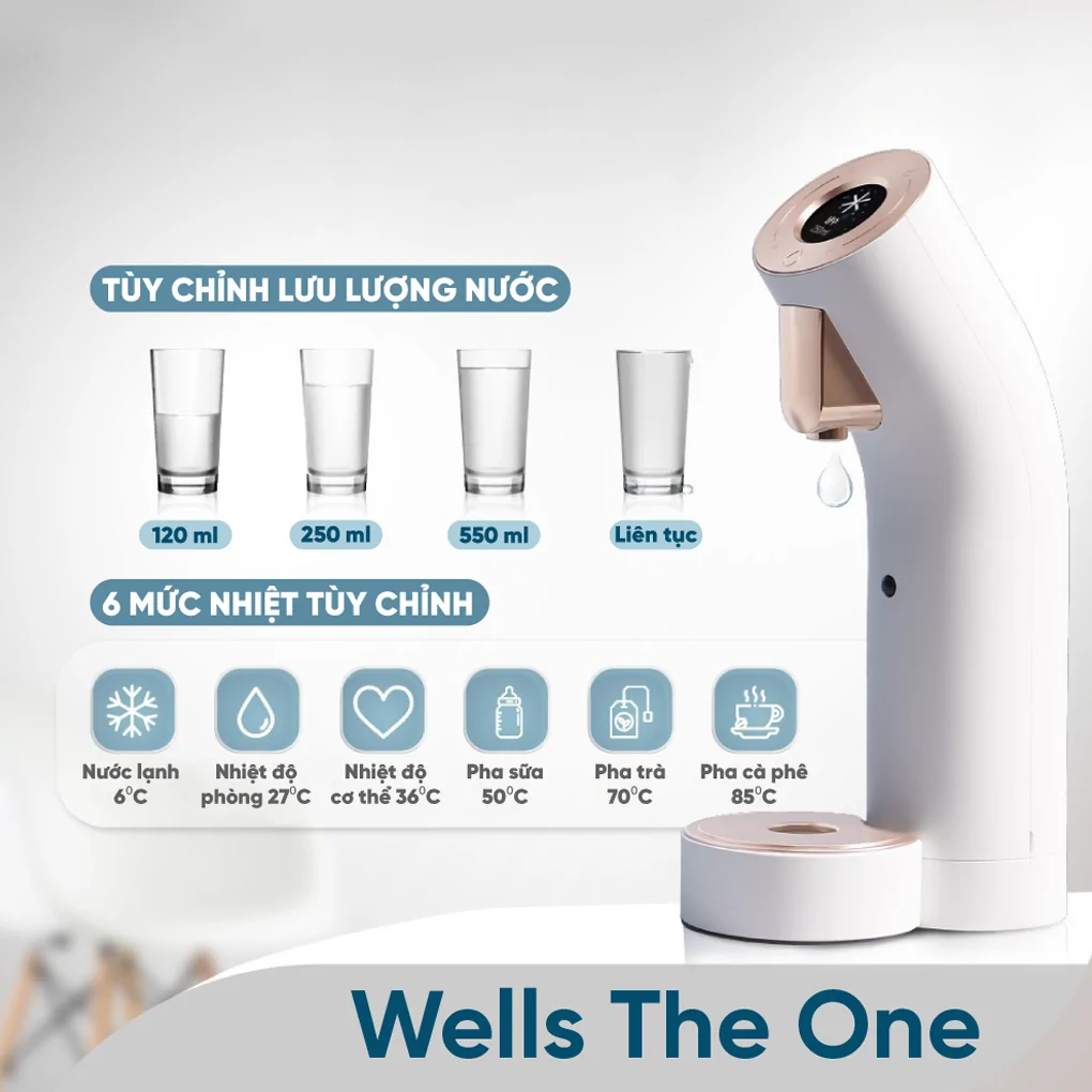 Máy Lọc Nước Nóng Lạnh Wells The One White - Xuất Xứ Hàn Quốc