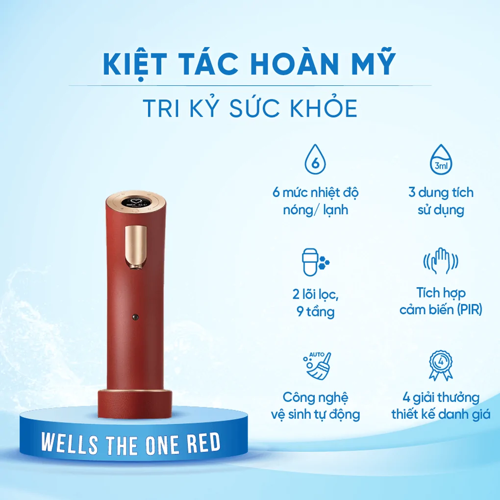 Máy Lọc Nước Nóng Lạnh Wells The One Red - Xuất Xứ Hàn Quốc