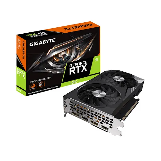 Card màn hình Gigabyte GeForce RTX™ 3060 WINDFORCE OC 12G 12GB GDDR6 (GV-N3060WF2OC-12GD)