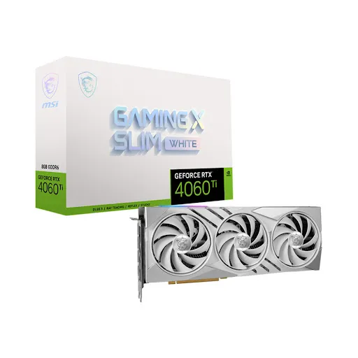 Card màn hình Msi RTX 4060 Ti GAMING X SLIM WHITE 8G 8GB GDDR6 (912- V515- 068)
