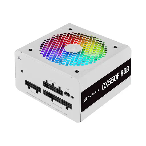 Nguồn máy tính Corsair CX550F RGB White 80 Plus Bronze - 550W - 80 Plus Bronze - Full Modular (CP-9020225-NA)