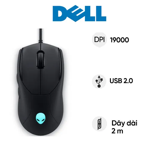 Chuột gaming Dell Alienware AW320M - Đen