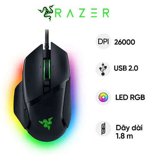 Chuột gaming Razer Basilisk V3 (RZ01-04000100-R3M1) (Đen)
