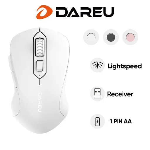 Chuột máy tính không dây Dareu LM115G (Trắng)