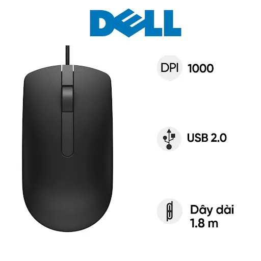 Chuột máy tính Dell MS116 (Đen)