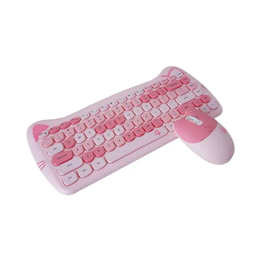 Combo Bàn Phím Và Chuột Không Dây Cat Geezer - Pink