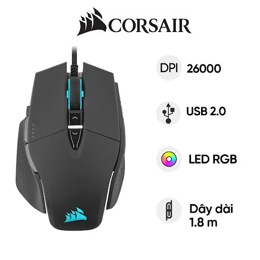 Chuột Gmaing Corsair M65 RGB ULTRA Tunable FPS Black
