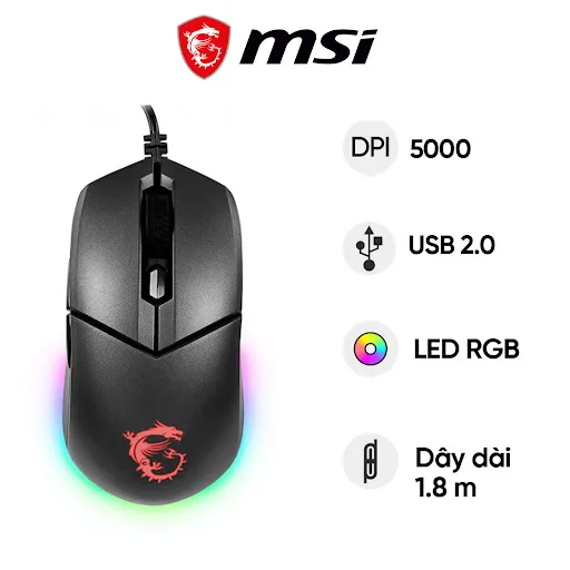 Chuột gaming có dây MSI Clutch GM11 (màu đen) (S12-0402020-CLA)