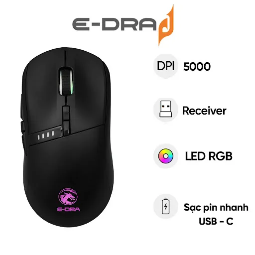 Chuột gaming không dây E-dra EM620W (Đen)
