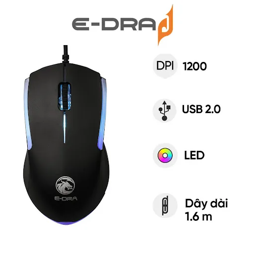 Chuột máy tính có dây E-dra EM602 (Đen)